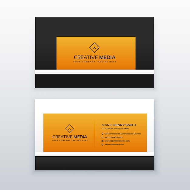 Firmen Visitenkarte Design In Gelber Und Schwarzer Farbe Kostenlose Vektor