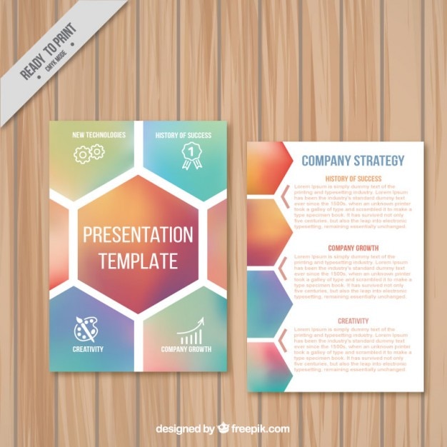 Firmenprasentation Vorlage Mit Hexagone Kostenlose Vektor