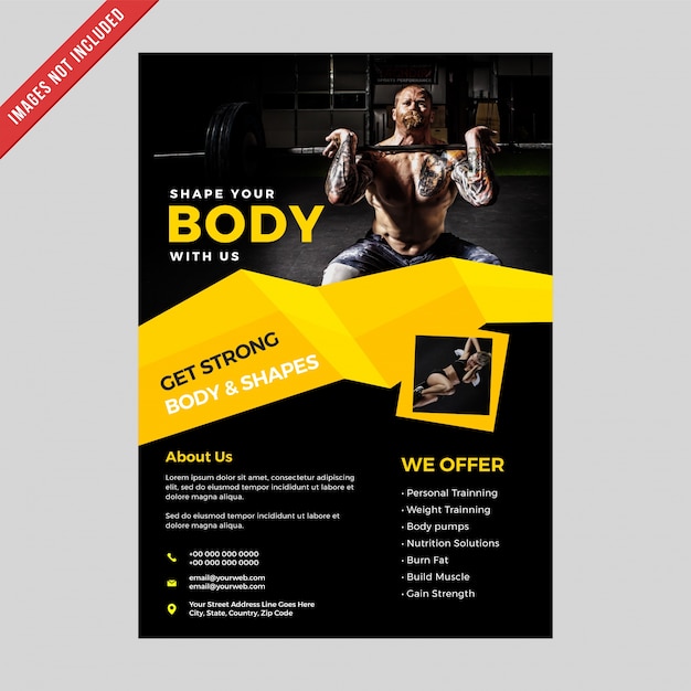 Fitness Club Flyer Poster Vorlage Premium Vektor