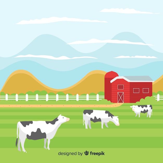 Flache farmlandschaft Kostenlosen Vektoren