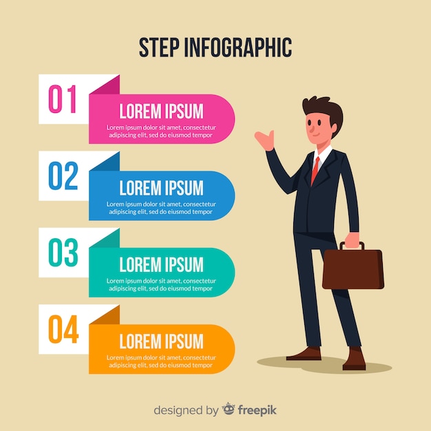 Flache infografik schritt Kostenlosen Vektoren
