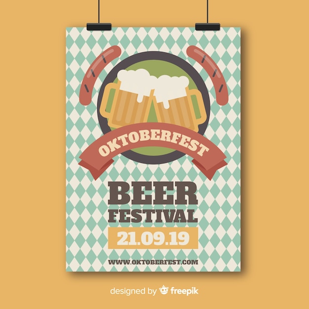 Flache Oktoberfest Flyer Vorlage Kostenlose Vektor