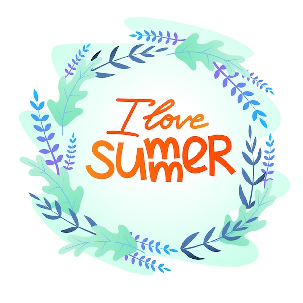 Flache postkarte mit einer aufschrift, die ich sommer liebe