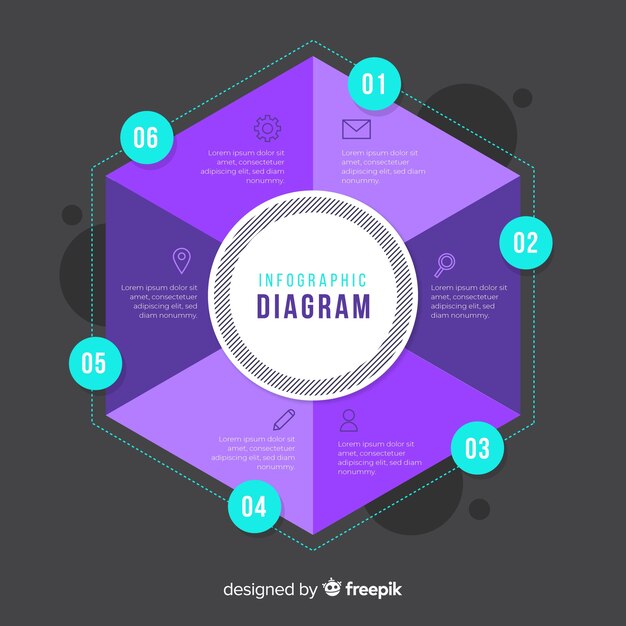 Flache sechseck infografik design-vorlage | Kostenlose Vektor