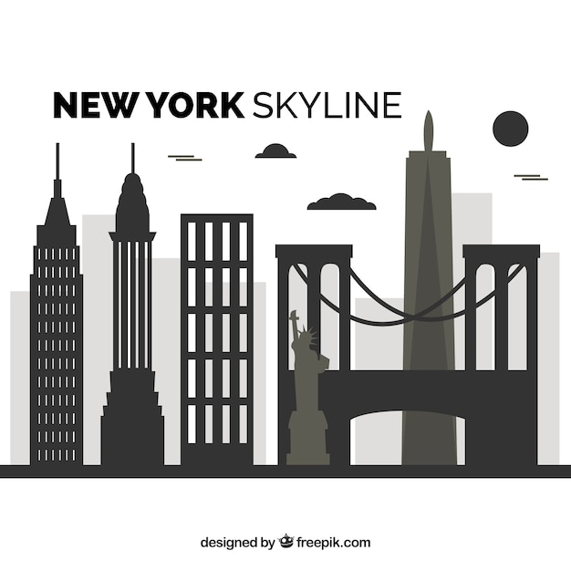 Flache skyline von new york Kostenlosen Vektoren