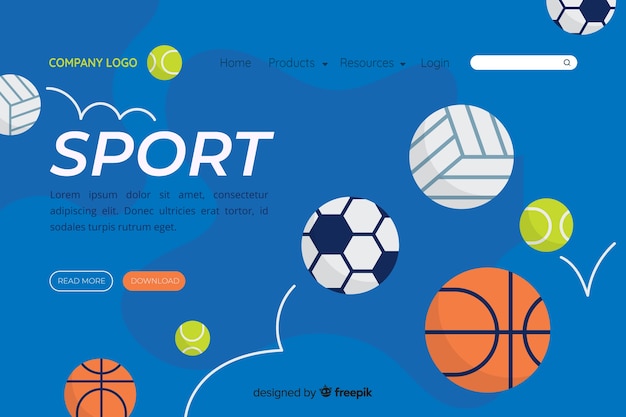Flache sport landing page vorlage Kostenlosen Vektoren