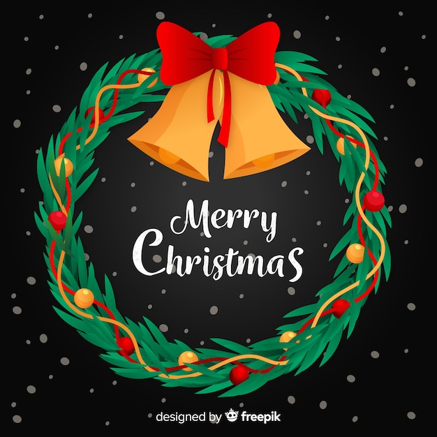 Flacher designtapeten-weihnachtskranz Kostenlosen Vektoren