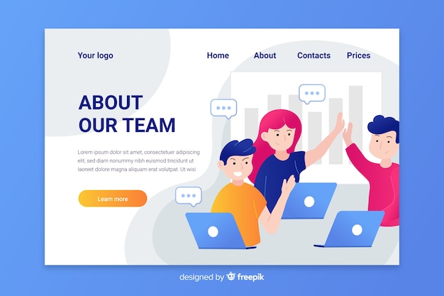 Flaches design zeichen teamarbeit landing page Kostenlosen Vektoren