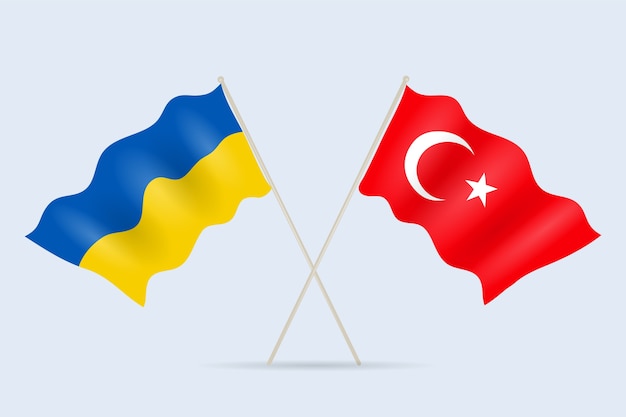 Flagge Der Ukraine Und Der Turkei Zusammen Ein Symbol Fur Freundschaft Und Zusammenarbeit Der Staaten Illustration Premium Vektor