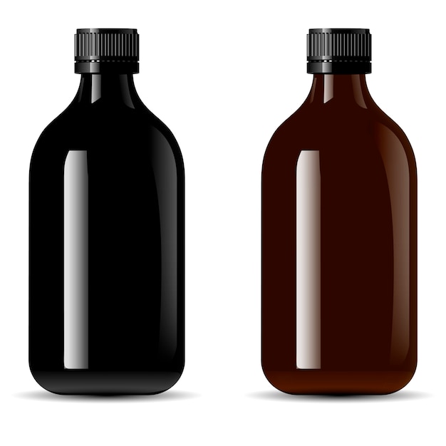 Flaschen Verpacken Medizinprodukte Flussige Flussigkeiten Und Ol Premium Vektor