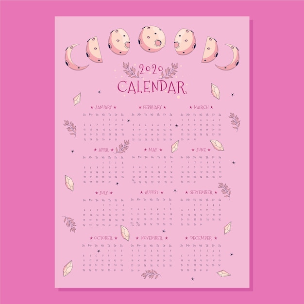 Flat Moon Kalender Vorlage Kostenlose Vektor