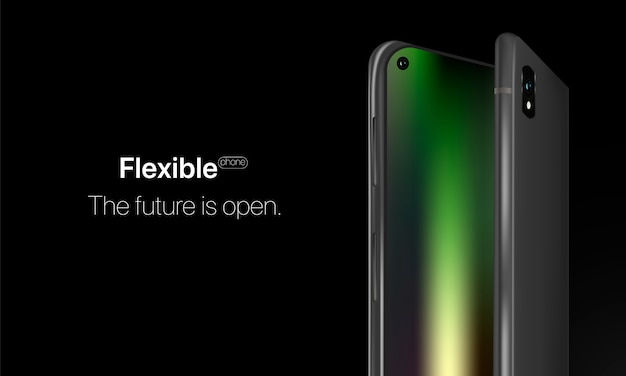 Flexibles telefon. konzept neue technologie in der telefonindustrie. flexible anzeige des mobiltelefons gebogen. neue technologie, die das telefon in ein tablet verwandelt. illustration intelligentes gerät. Premium Vektoren