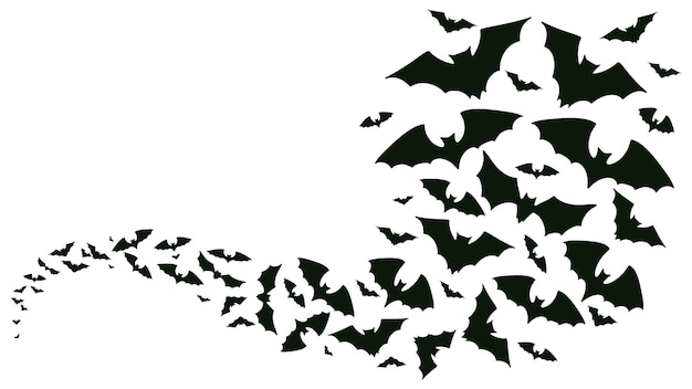 Fliegende Halloween Fledermause Silhouetten Fledermause Stromen Fliegende Welle Vampir Gruselige Tiere Vektor Hintergrund Premium Vektor