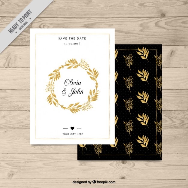Floral goldene hochzeit karten Kostenlose Vektor