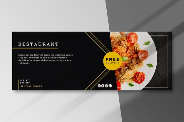 Food Restaurant Facebook Cover Vorlage Premium Vektor