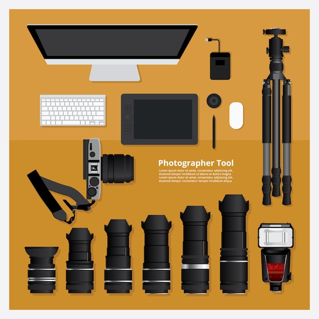 Fotograf werkzeug vektor illustratio Premium Vektoren