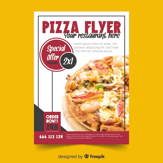 Fotografische Pizza Flyer Vorlage Kostenlose Vektor