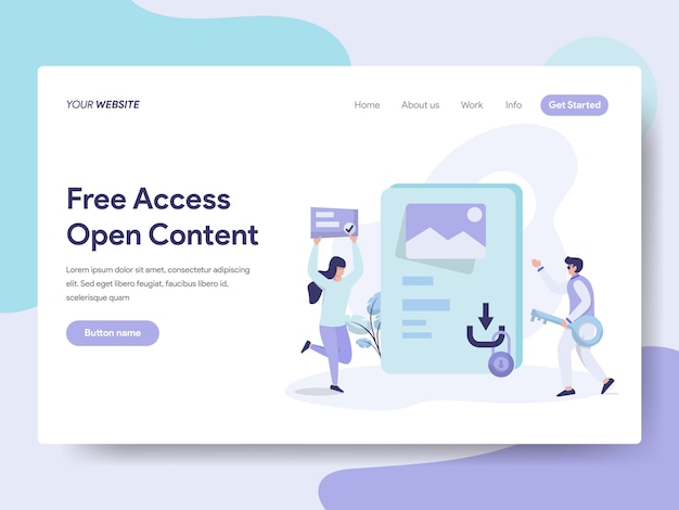 Freier zugriff und open content for web page Premium Vektoren
