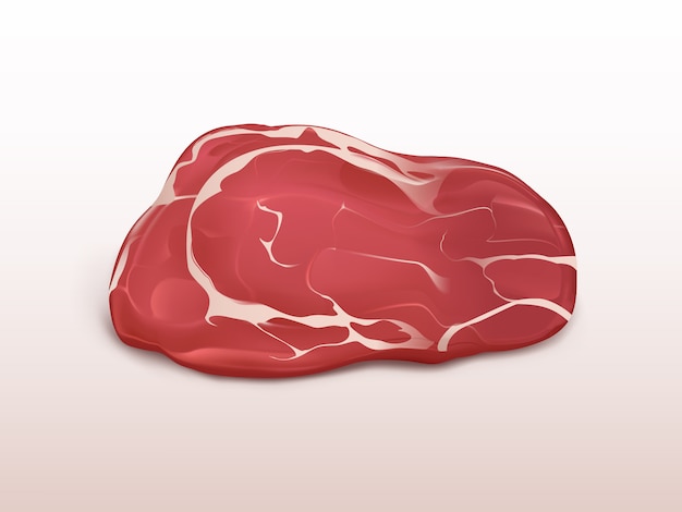 Frischfleischmarmor-rindfleischsteak lokalisiert auf weißem hintergrund. großes stück rohes rindfleisch. Kostenlosen Vektoren