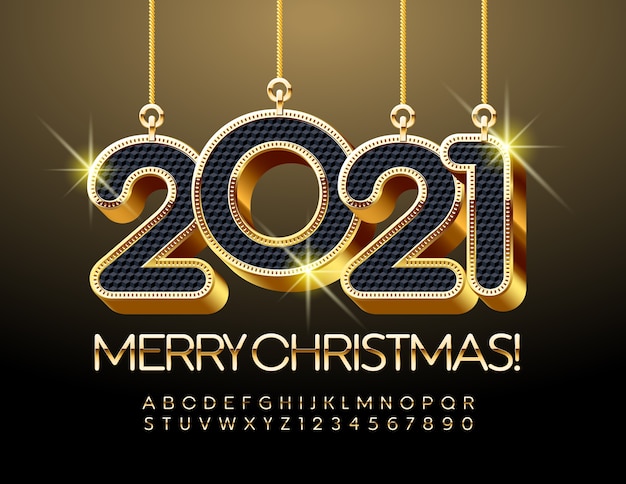 Frohe weihnachten 2021. schwarz-gold-schrift. luxus alphabet buchstaben ...