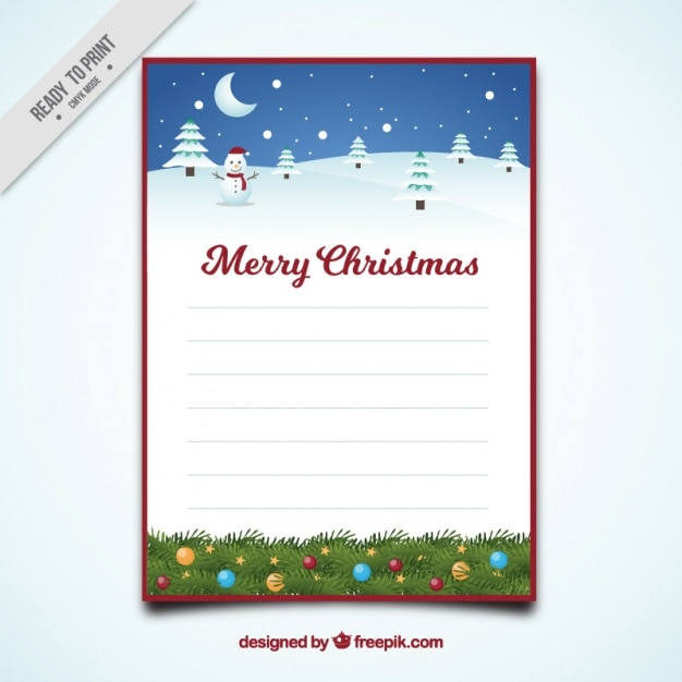 Frohe Weihnachten Briefvorlage Mit Verschneite Landschaft Download