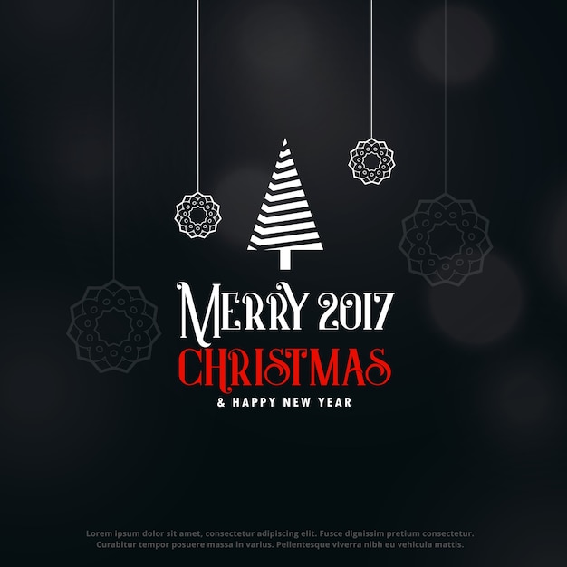 Frohe weihnachten dunkel gruß design hintergrund | Kostenlose Vektor