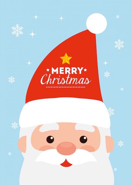 Frohe Weihnachten Karte Mit Gesicht Von Santa Claus Kostenlose Vektor