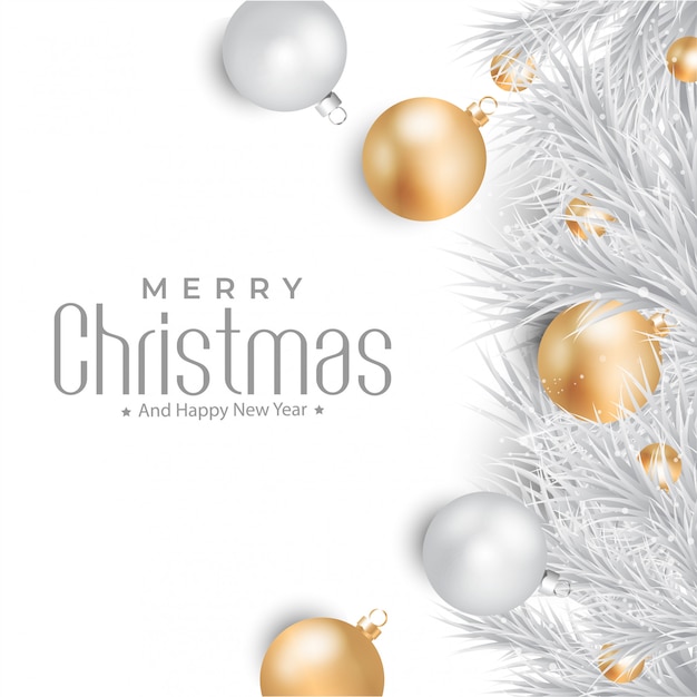 Frohe Weihnachten Mit Gold Und Silberballhintergrund Premium Vektor