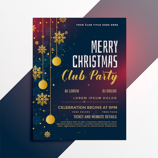 Frohe Weihnachten Party Flyer Design Kostenlose Vektor