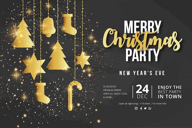 Frohe Weihnachten Party Flyer Vorlage Kostenlose Vektor