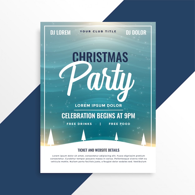 Frohe Weihnachten Schone Party Event Flyer Design Kostenlose Vektor