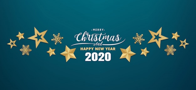 Frohe weihnachten und ein gutes neues jahr 2020 banner | Premium-Vektor