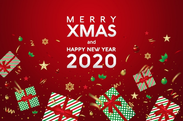 Frohe weihnachten und ein gutes neues jahr 2020 grußkarte mit