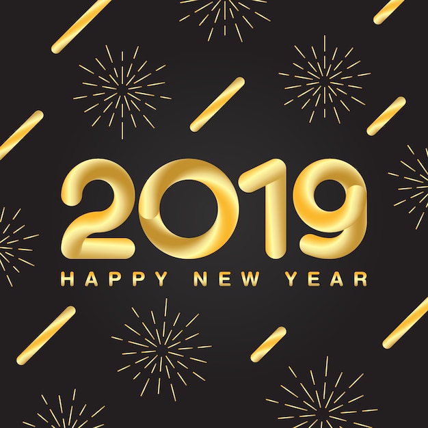 Frohes neues jahr 2019_black gold Premium Vektoren