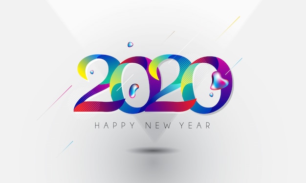 Frohes neues jahr 2020 schriftzug bunten stil Premium Vektoren