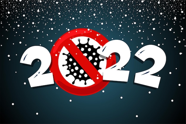 2022 Schnee An Weihnachten Frohes neues jahr 2022 poster mit schnee und coronavirus covid19