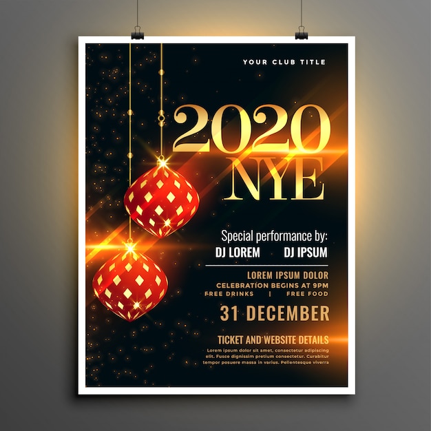 Frohes neues jahr event party einladung flyer vorlage Kostenlose Vektor