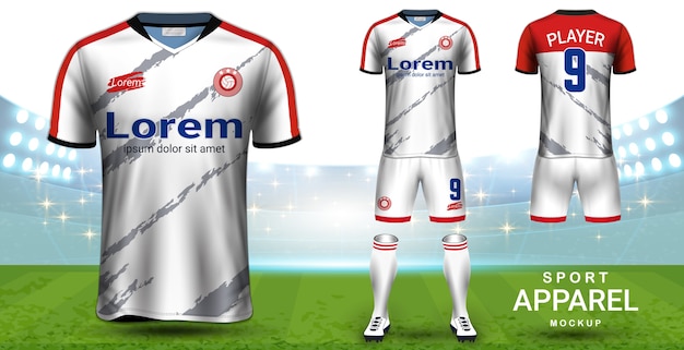 Fussball Jersey Und Fussball Kit Prasentation Mockup Vorlage Premium Vektor