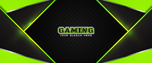 Futuristische Grune Und Schwarze Gaming Header Social Media Banner Vorlage Premium Vektor