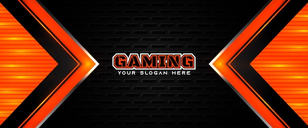 Futuristische Orange Und Schwarz Gaming Header Social Media Banner Vorlage Premium Vektor