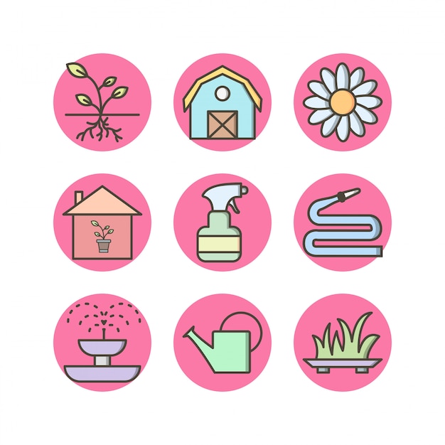 Garten icons PremiumVektor