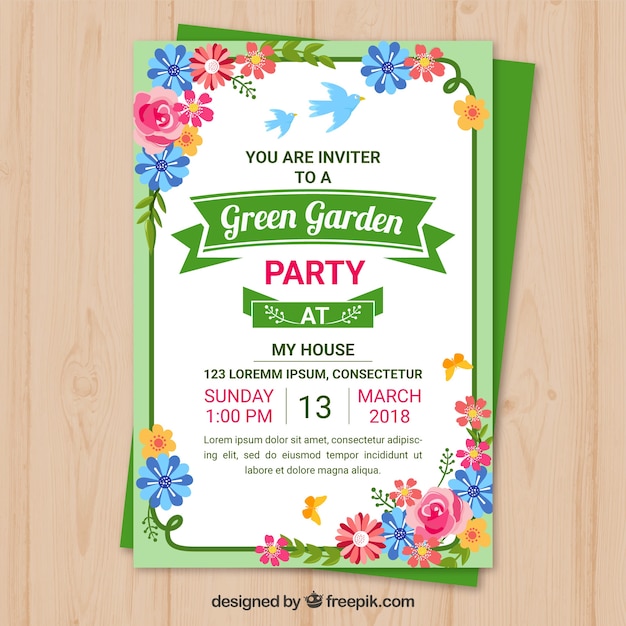 Garten Party Einladung Template Design Kostenlose Vektor