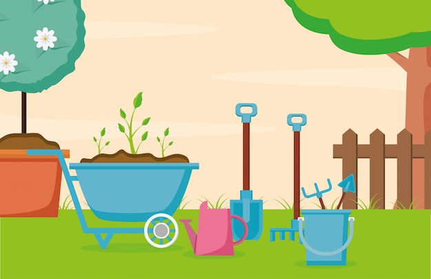 Gartenarbeitkonzept Kostenlosen Vektoren