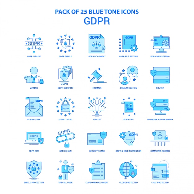 Gdpr Blau Ton Icon Pack Kostenlose Vektor