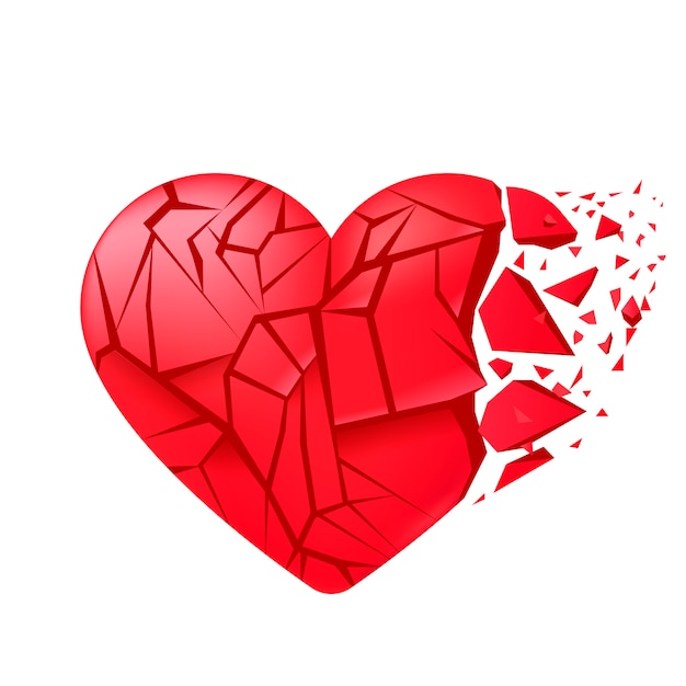 Gebrochenes Herz Versiegelt Isoliert Rote Glasscherben Kostenlose Vektor