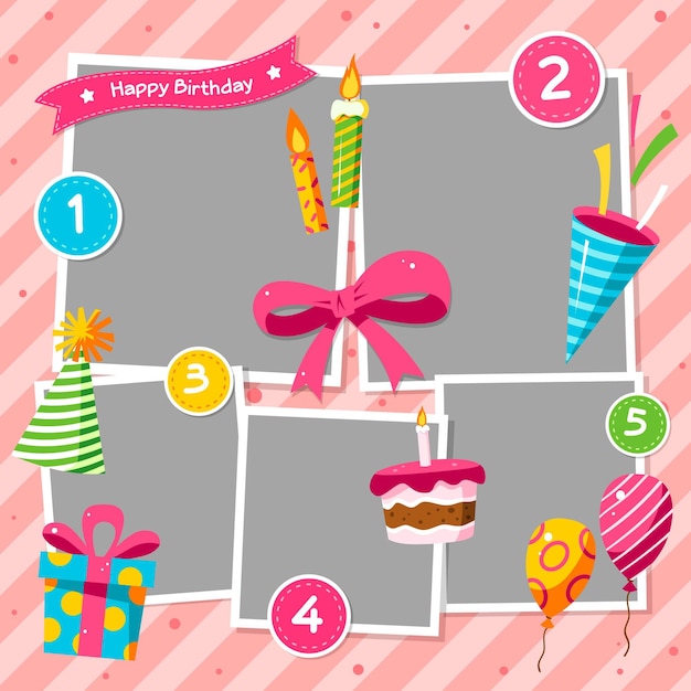 Geburtstag collage frame pack Kostenlose Vektor