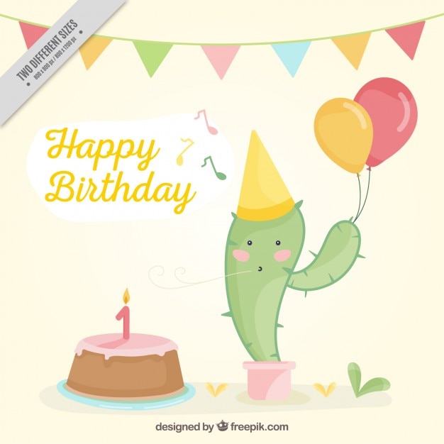 Geburtstag Hintergrund mit Kaktus Download der kostenlosen Vektor