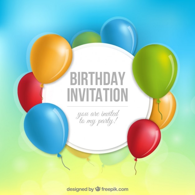 Geburtstags-einladung mit luftballons | Kostenlose Vektor