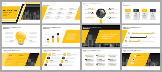 Gelbe Business Prasentation Seitenlayout Entwurfsvorlage Premium Vektor