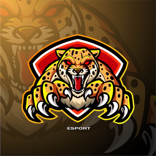 Gepard maskottchen esport logo design | Premium-Vektor